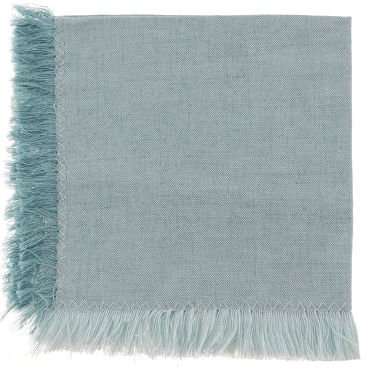 Pale Blue Fringed Cocktail Napkins Set individual view. 