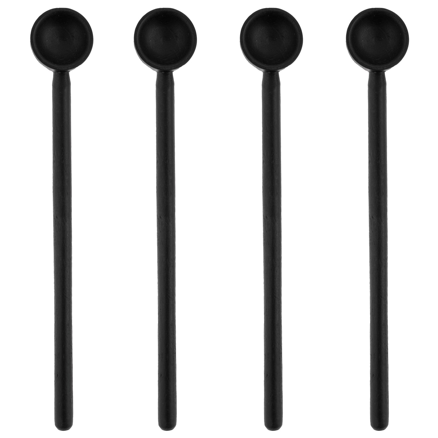 Medium Black Wood Spoon Sets set of four view. 