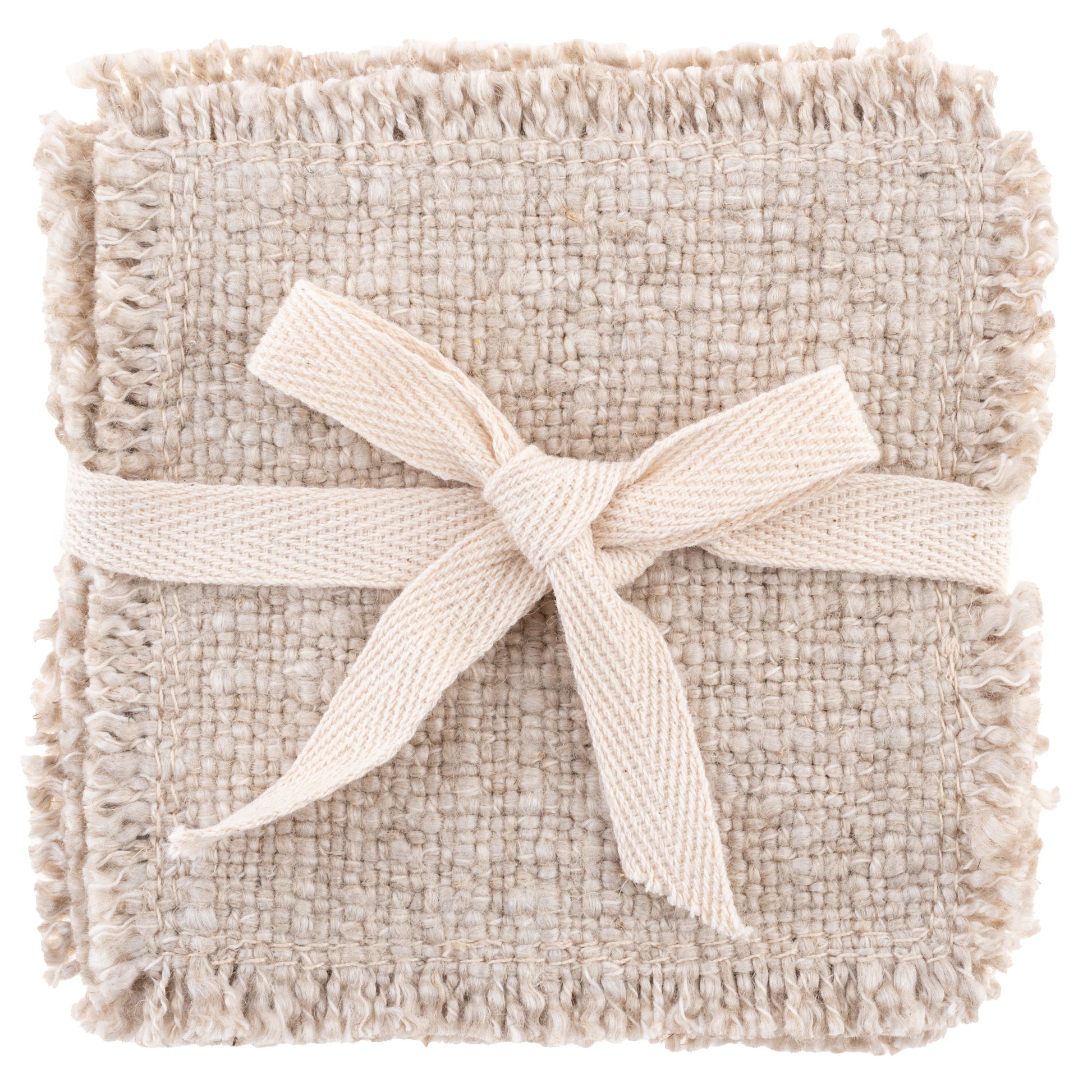 Linen Double Stitch Coasters packaging view. 