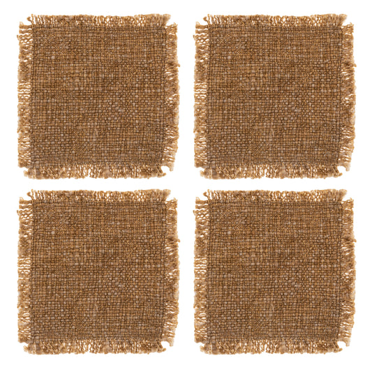 Ochre Double Stitch Coaster set of four view. 