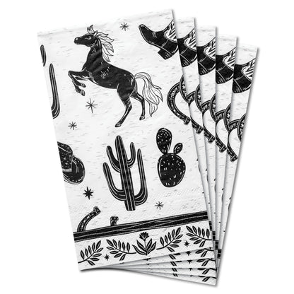 Western Boho B&W Guest Towel Paper Napkins