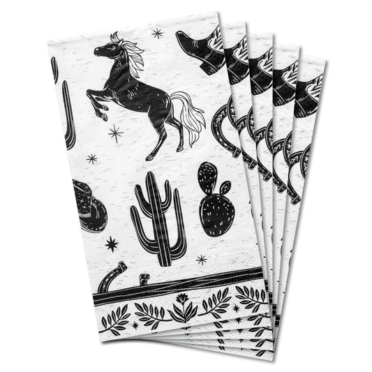 Western Boho B&W Guest Towel Paper Napkins