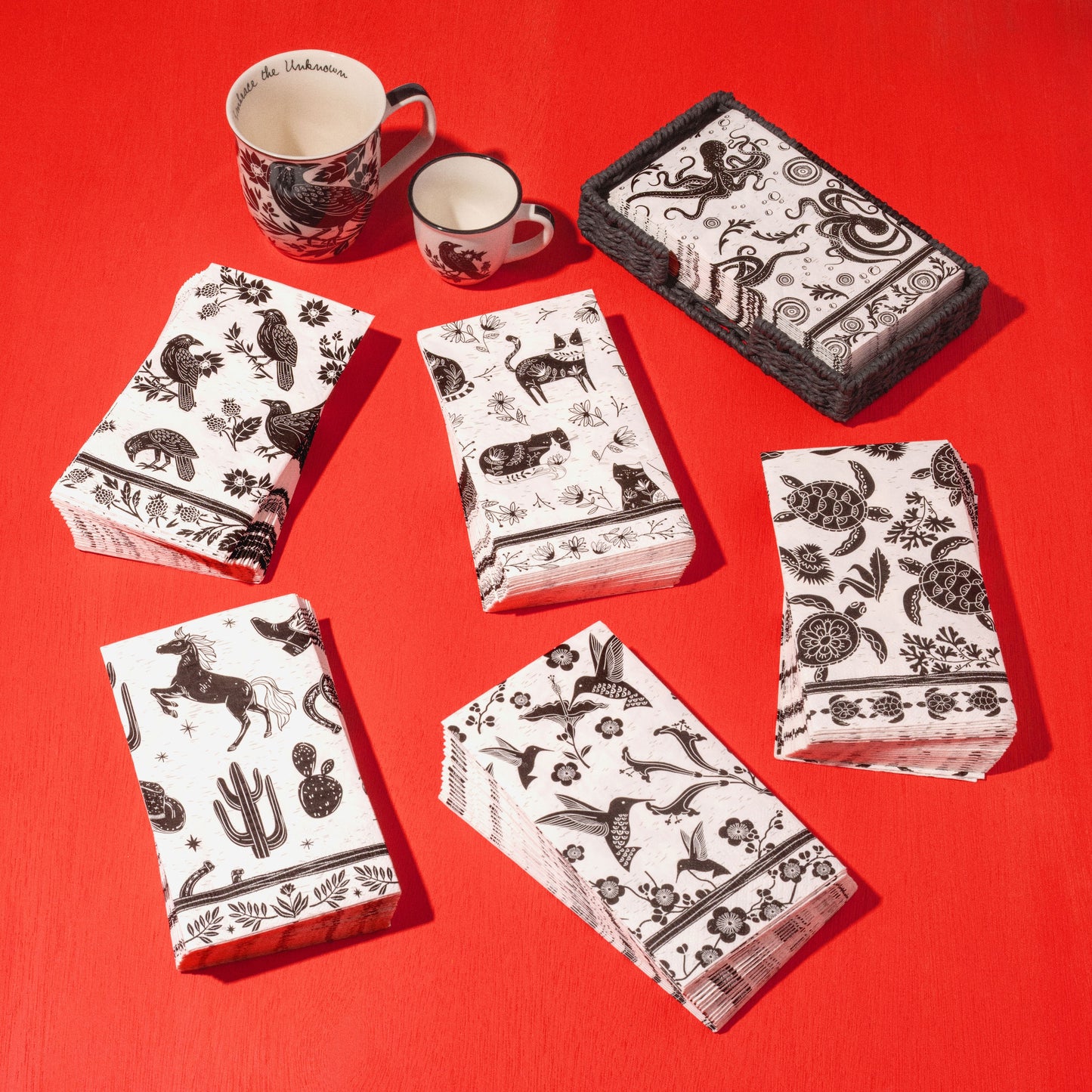 Cat Boho B&W Guest Towel Paper Napkin