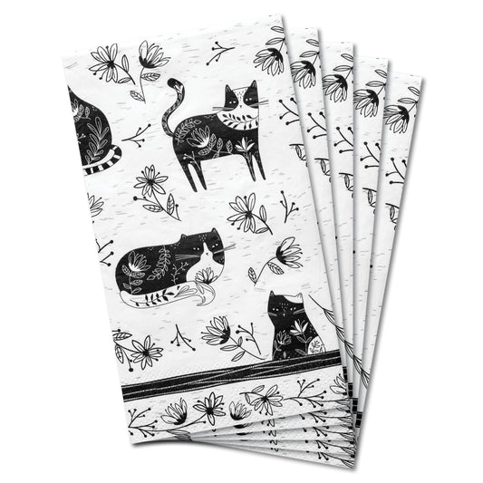 Cat Boho B&W Guest Towel Paper Napkin