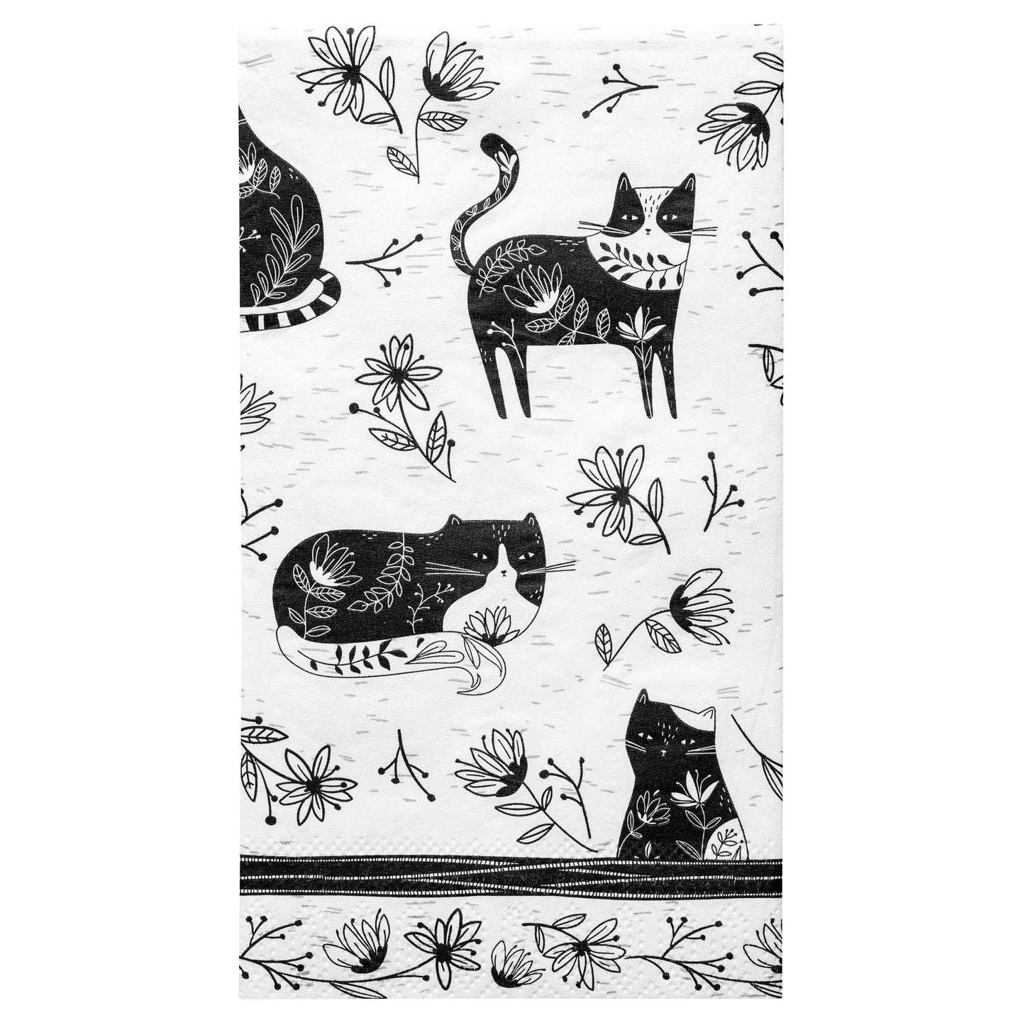 Cat Boho B&W Guest Towel Paper Napkin