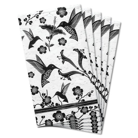 Hummingbird Boho B&W Guest Towel Paper Napkin