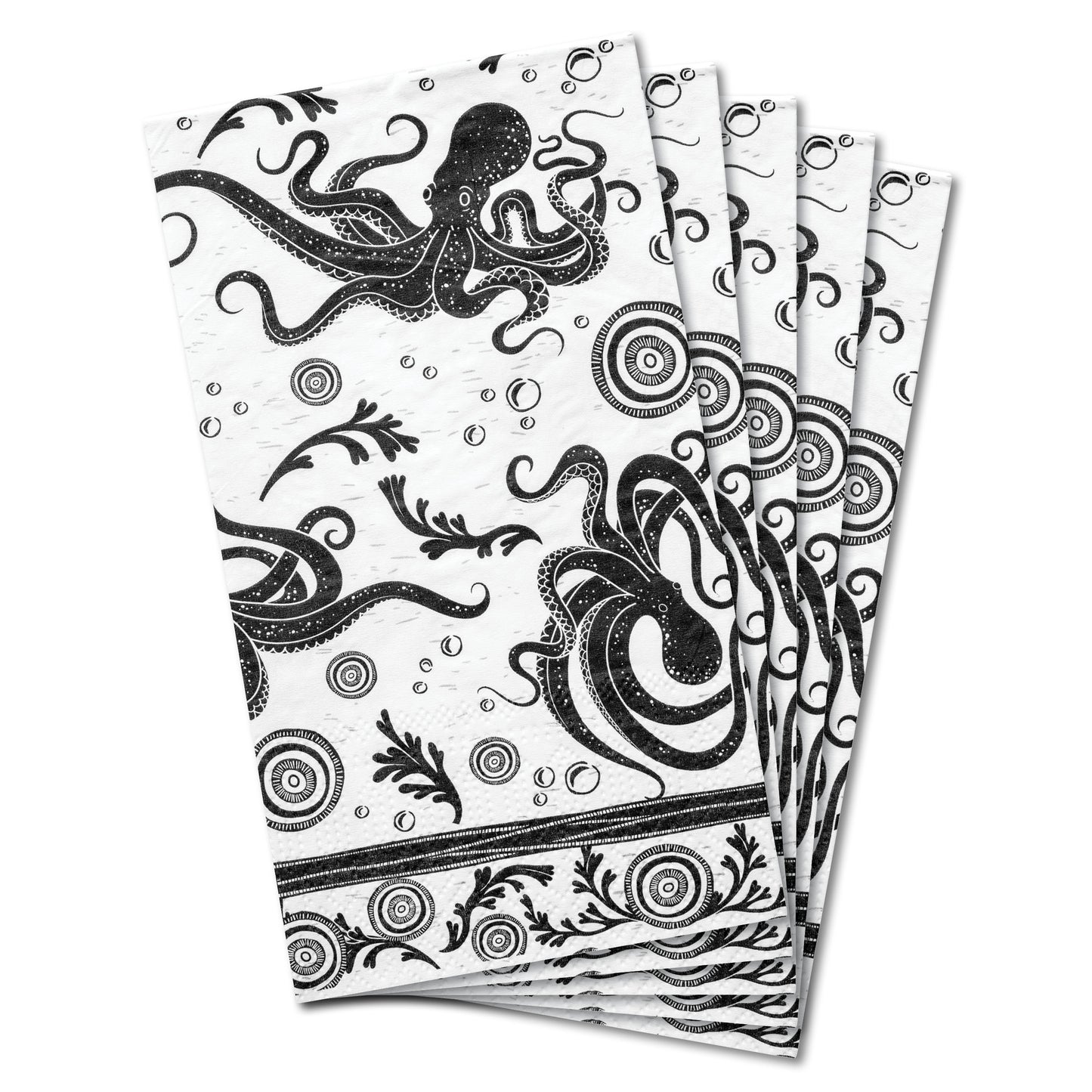 Octopus Boho B&W Guest Towel Paper Napkin