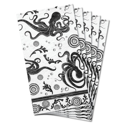 Octopus Boho B&W Guest Towel Paper Napkin