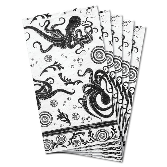 Octopus Boho B&W Guest Towel Paper Napkin