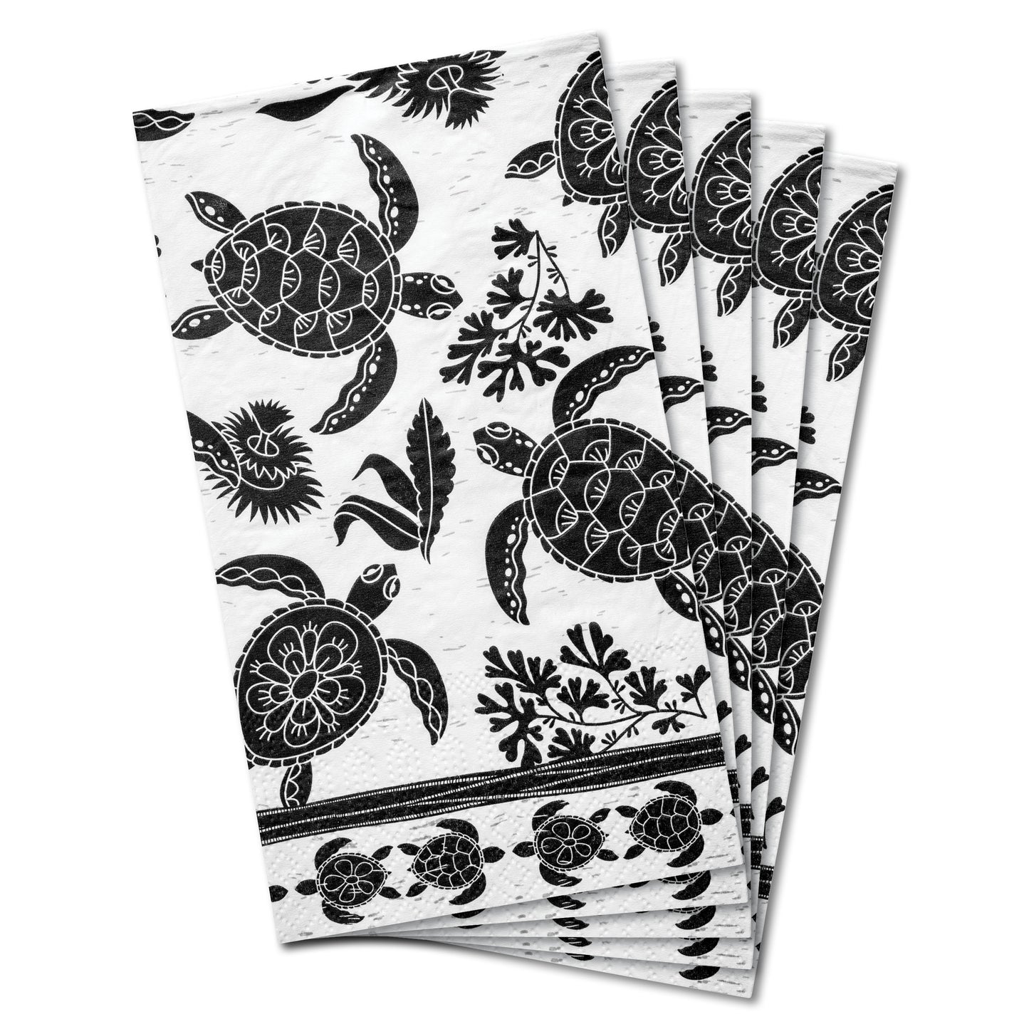 Turtle Boho B&W Guest Towel Paper Napkin