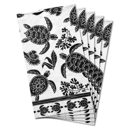 Turtle Boho B&W Guest Towel Paper Napkin