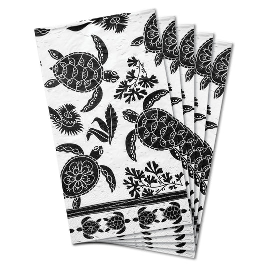 Turtle Boho B&W Guest Towel Paper Napkin