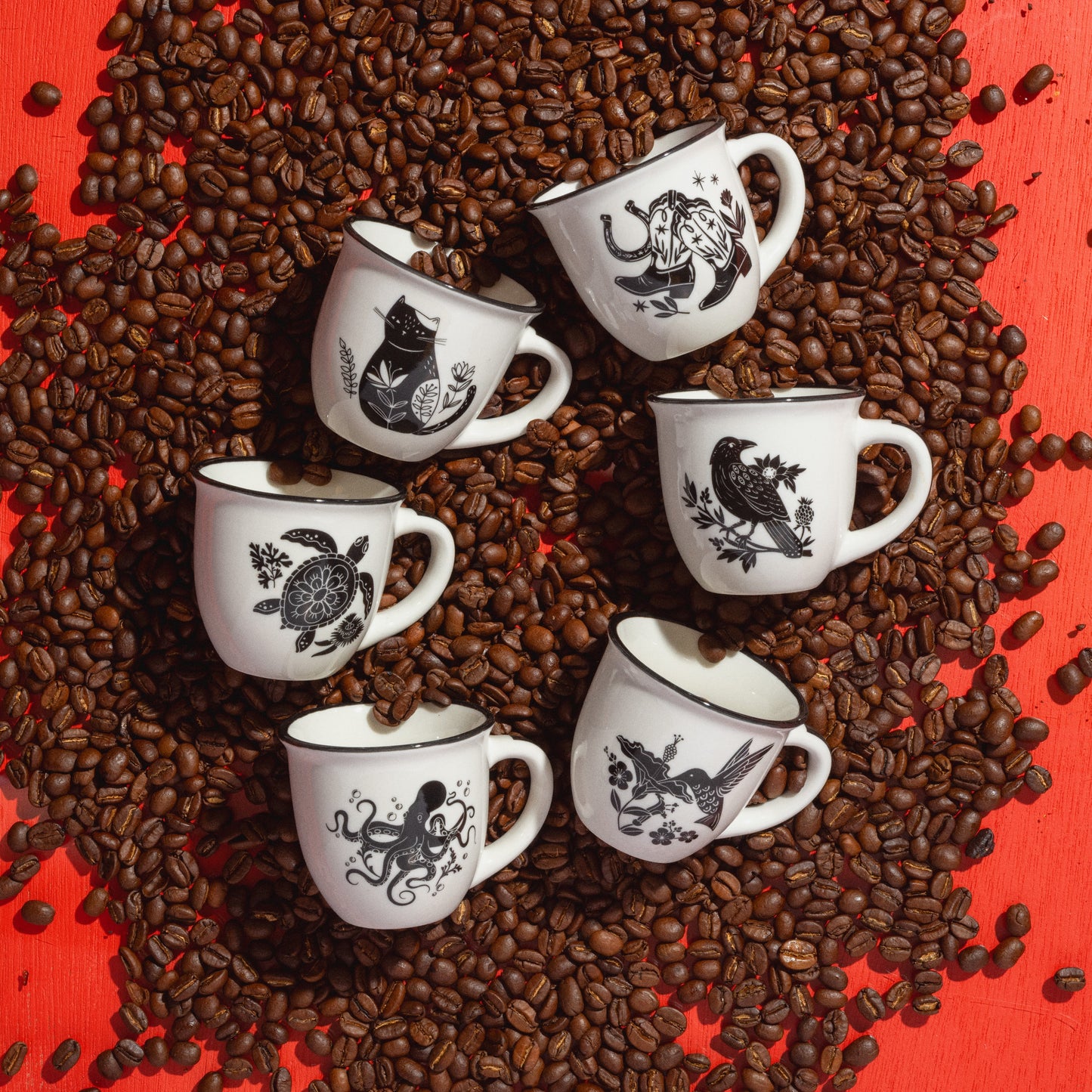 Cat Boho B&W Espresso Mug