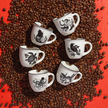 Cat Boho B&W Espresso Mug