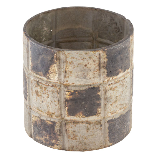Small Barrel Rustic Mercury Glass Votive