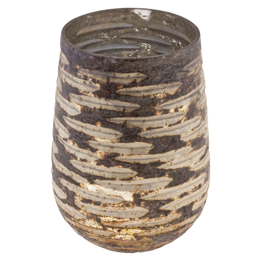 Large Barrel Rustic Mercury Glass Votive