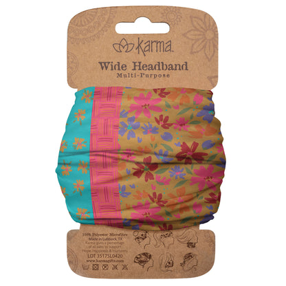 Apricot Split Floral Wide Headband packaged view. 