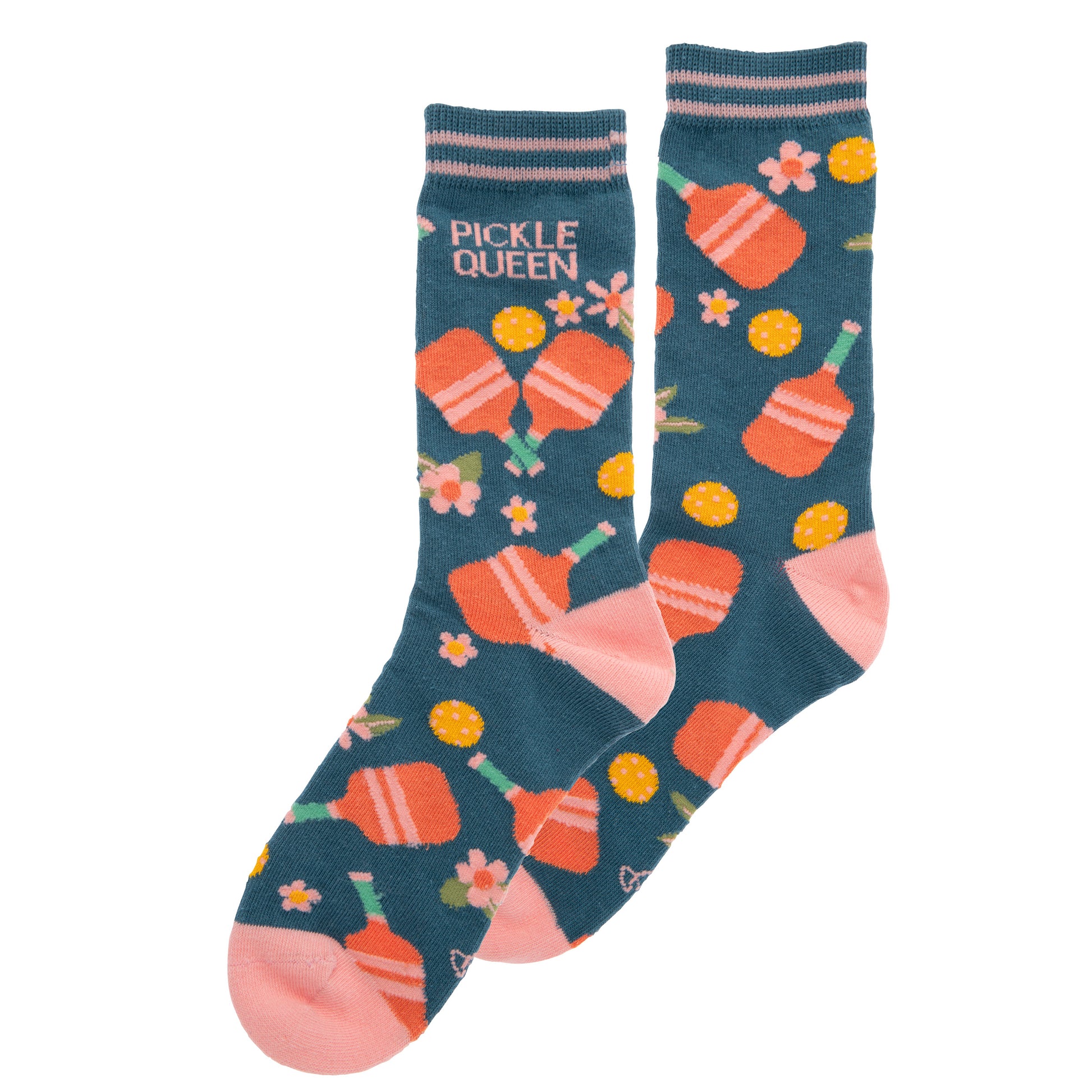 Pickleball crew socks view of both sides. 