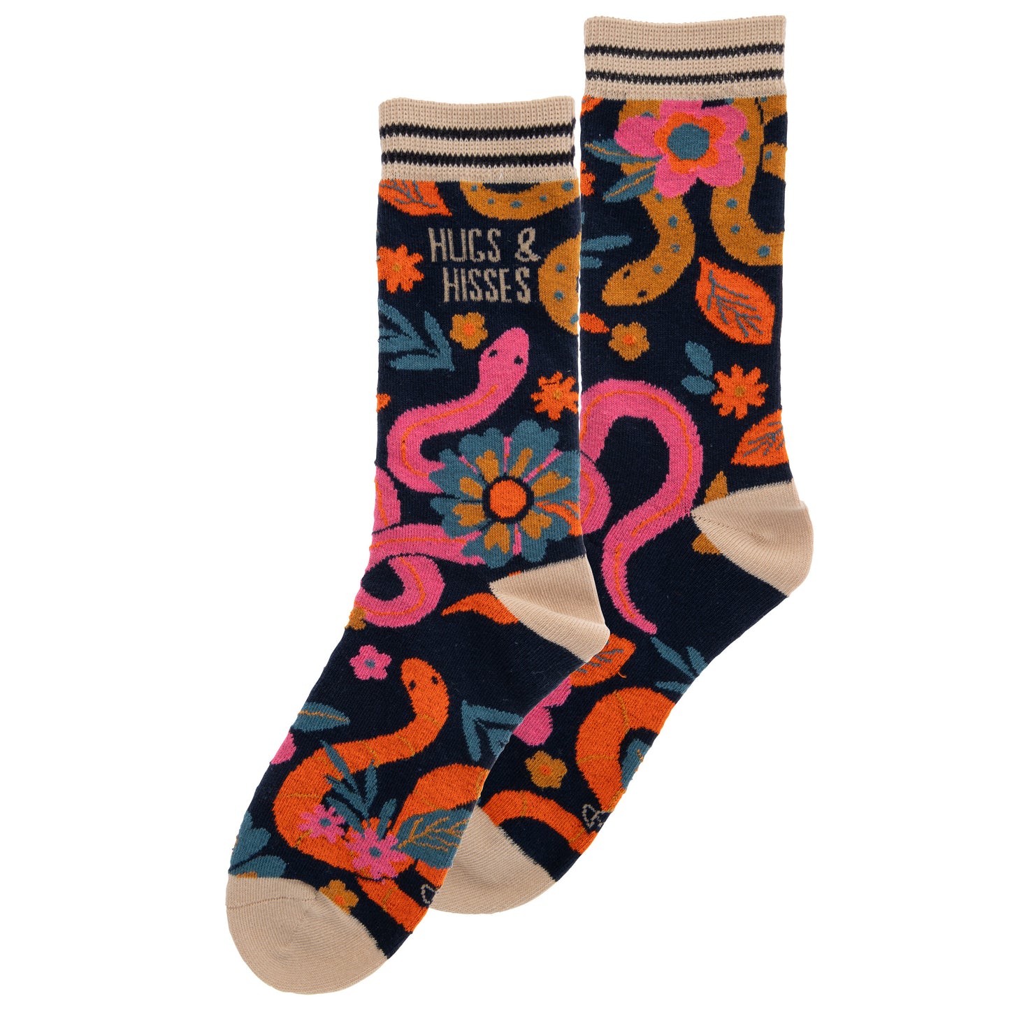 Snake crew socks view of both sides. 