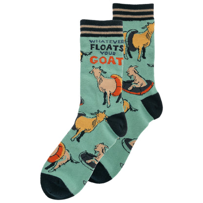 Goat crew socks view of both sides. 