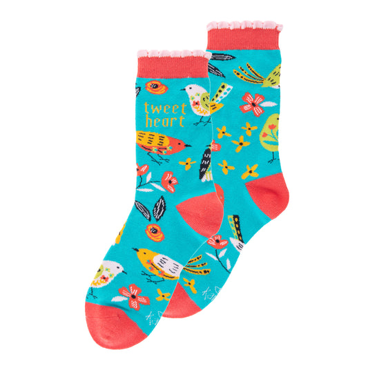 Bird crew socks view of both sides. 