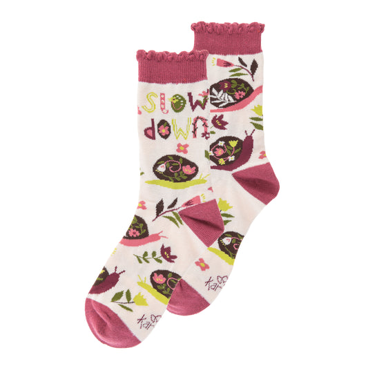Snail crew socks view of both sides. 