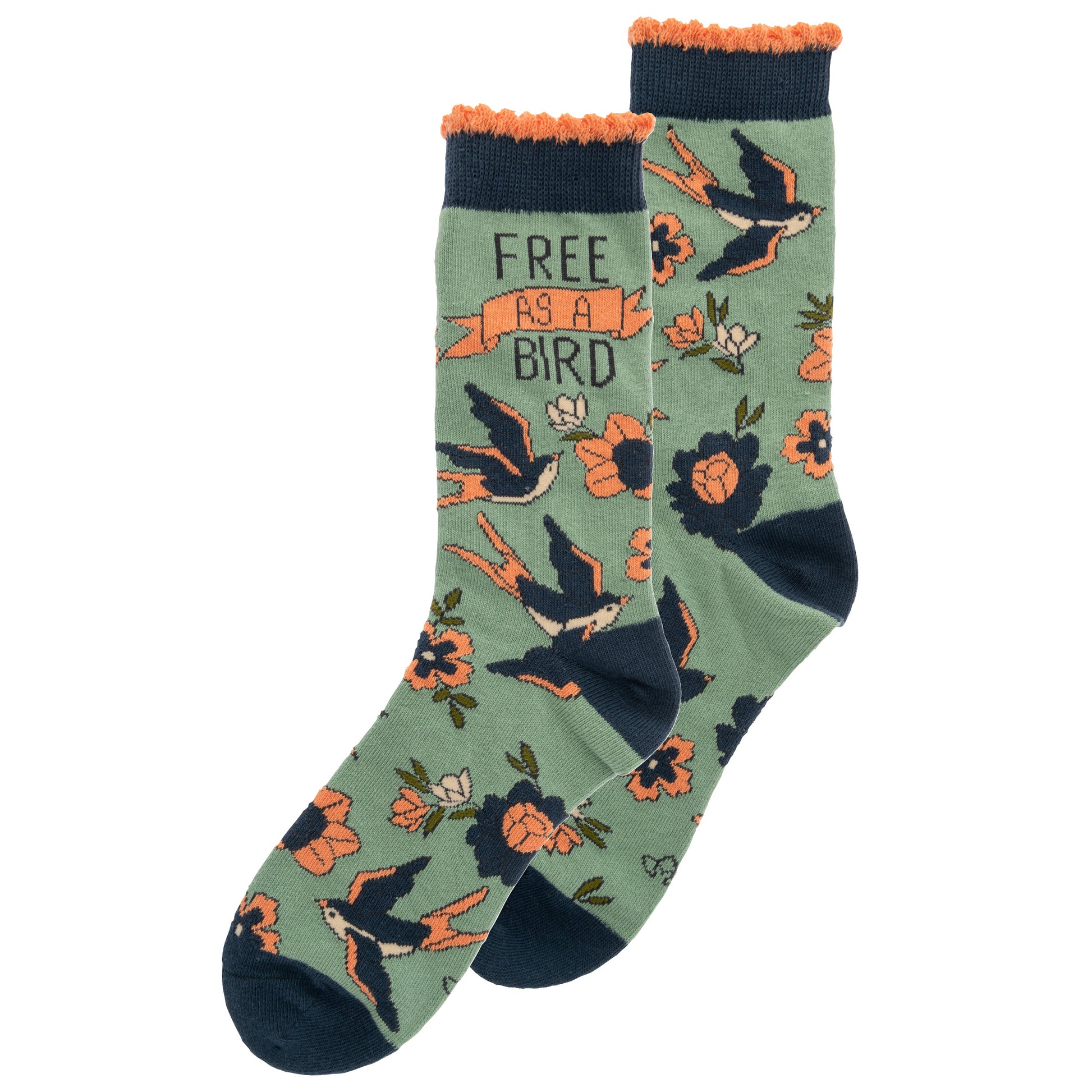 Sparrow crew socks view of both sides. 