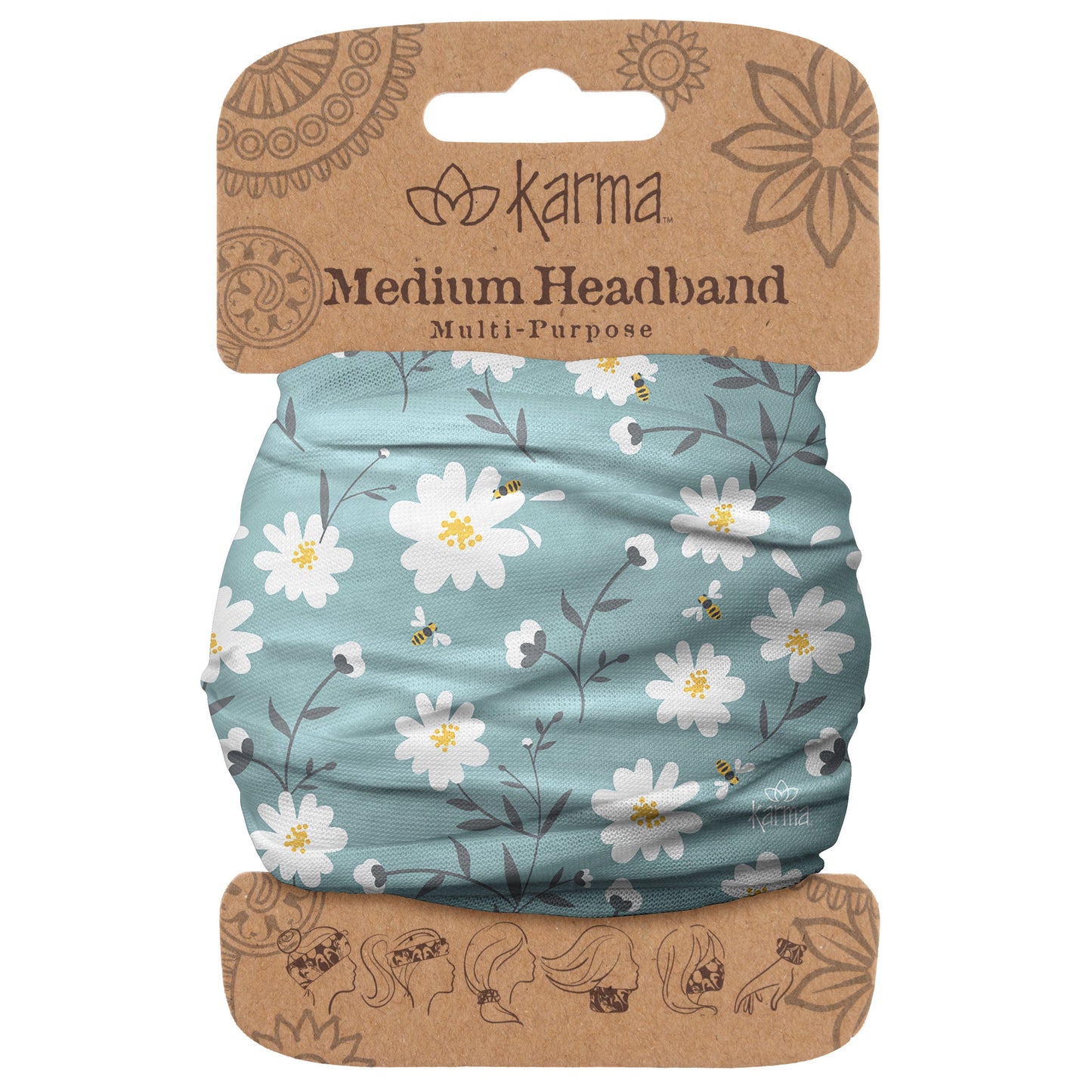 Daisy Medium Headband packaged view. 