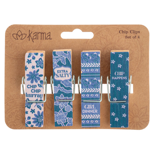 Blue Floral Chip Clips
