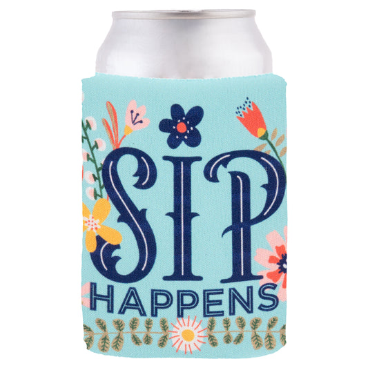Sip Happens Can Cooler with can. 