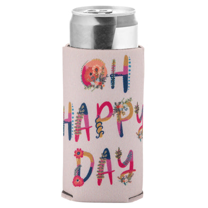 Oh Happy Day Slim Can Cooler with can. 
