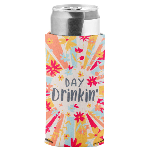 Day Drinkin Slim Can Cooler with can. 