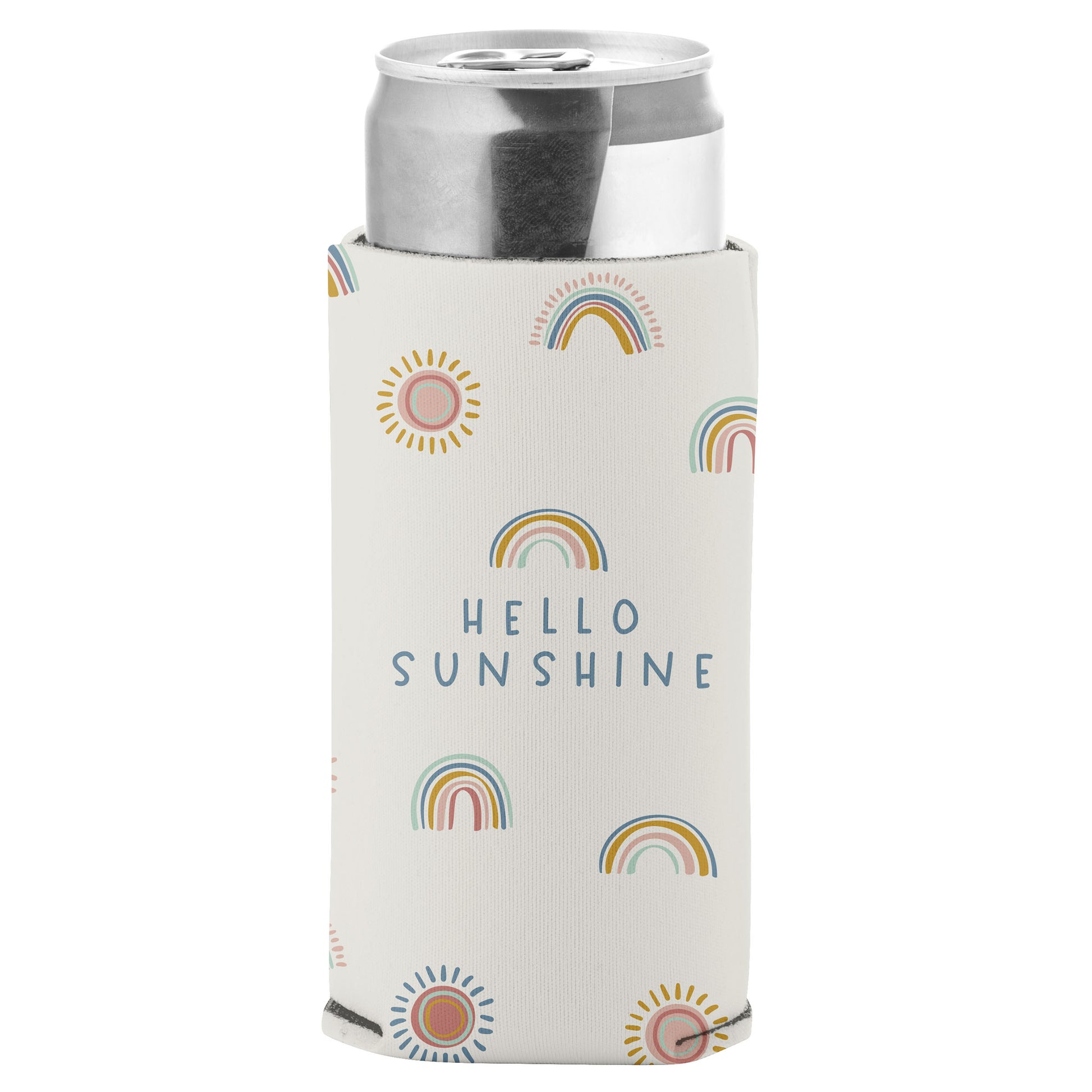 Rainbow Slim Can Cooler with can 