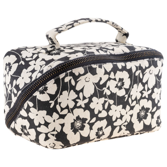 Ink Floral Zip Cosmetic Bag