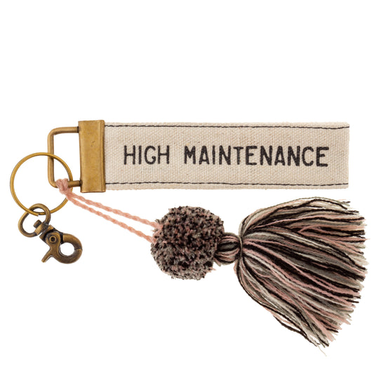 High Maintenance Canvas Tassel Keychain