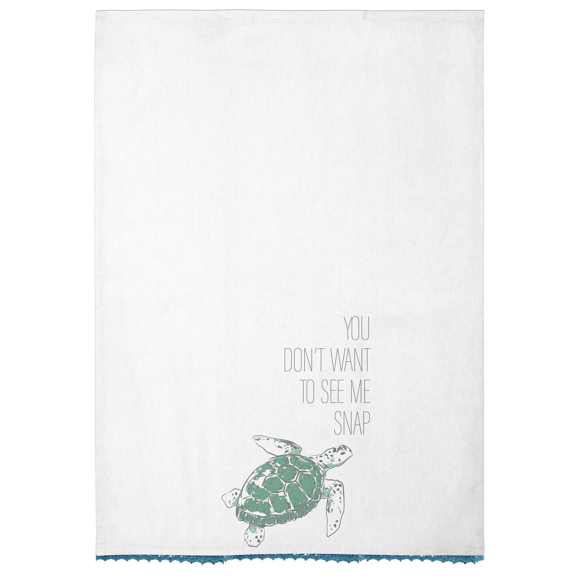 Turtle Flour Sack Tea Towel unfolded view. 