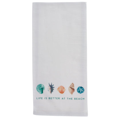 Sea Shells Cotton Tea Towel w/ Cutting Board