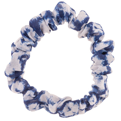 Indigo Blue Slim Scrunchies white and blue tie dye scrunchie view. 