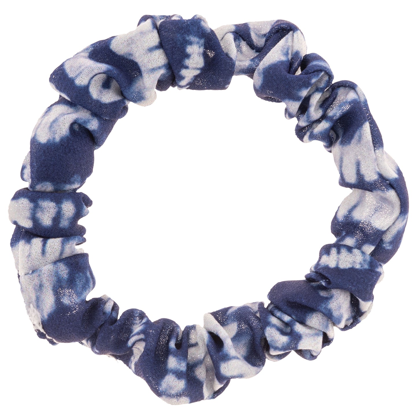 Indigo Blue Slim Scrunchies blue and white lined scrunchie. 