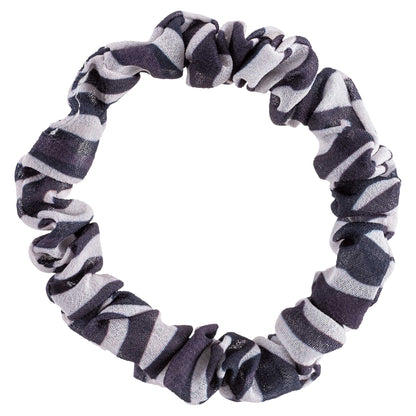 Leopard Slim Scrunchies black and white striped scrunchie view. 