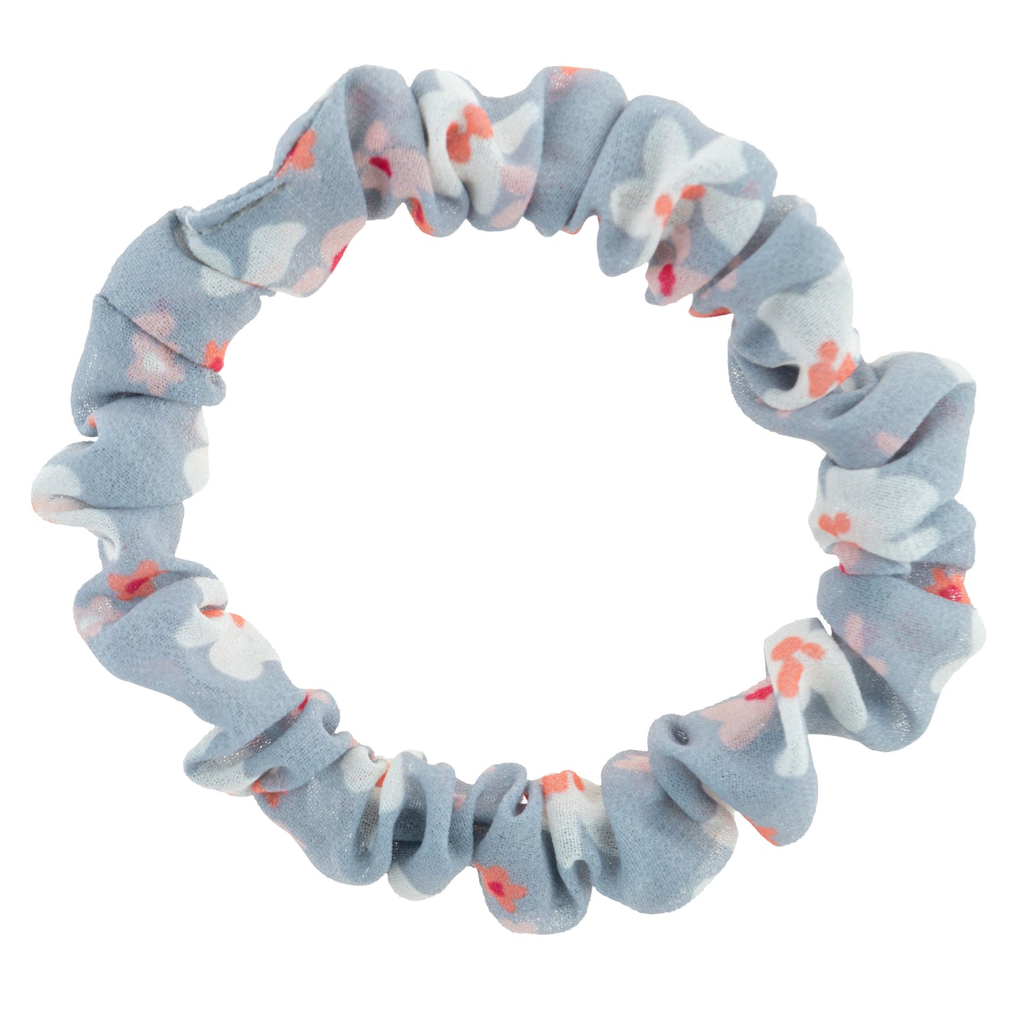 Wildflower Slim Scrunchies gray floral view. 