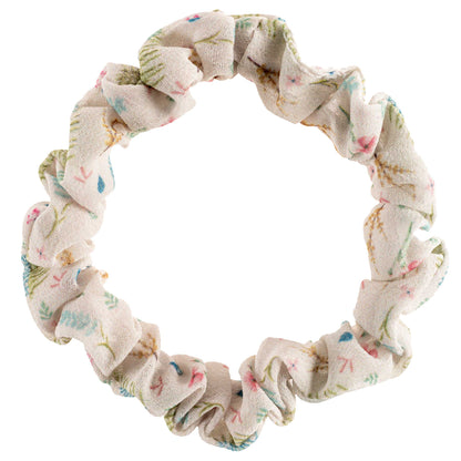 Botanical Slim Scrunchies white floral scrunchie view. 
