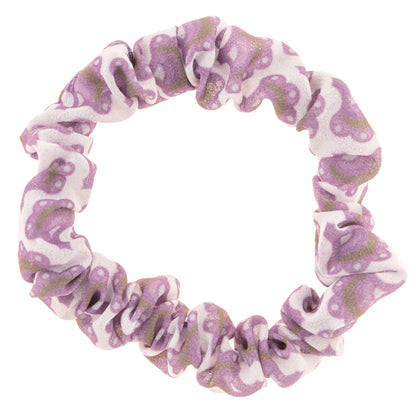 Lilac Slim Scrunchies white and purple scrunchie view. 