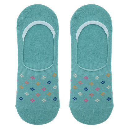 Kindness Matters No Show Socks blue floral socks view. 