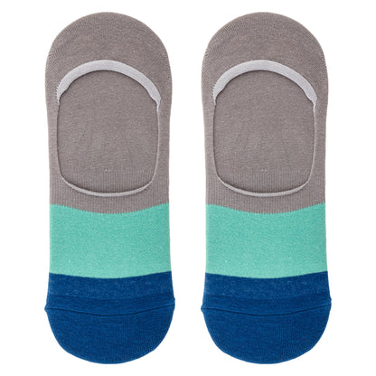 Dog No Show Socks gray and blue striped socks view. 