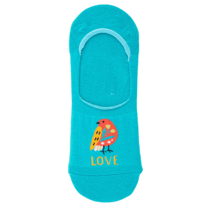Bird No Show Socks blue bird sock view. 