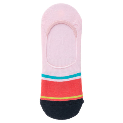 Bird No Show Socks pink and blue striped sock. 