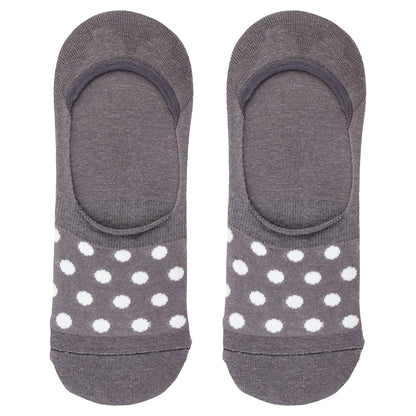 Farm No Show Socks gray and white dotted socks view. 