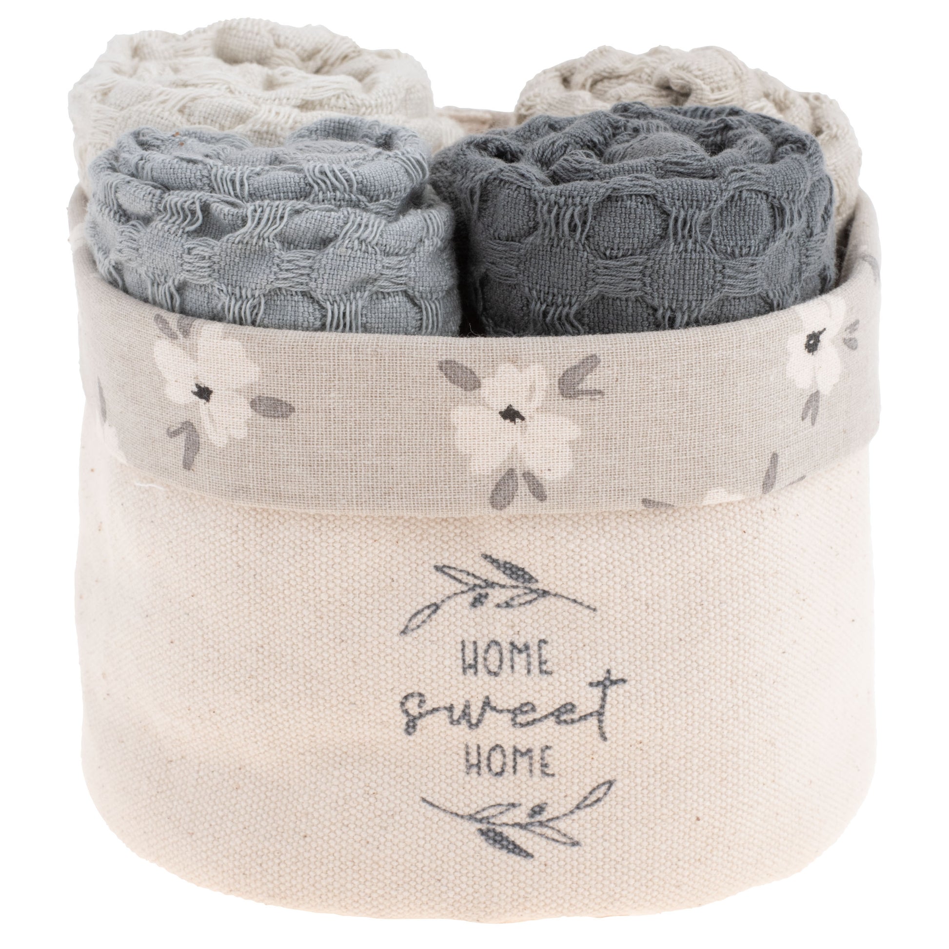 Home Waffle Weave Dishcloth Set With Canvas Holder