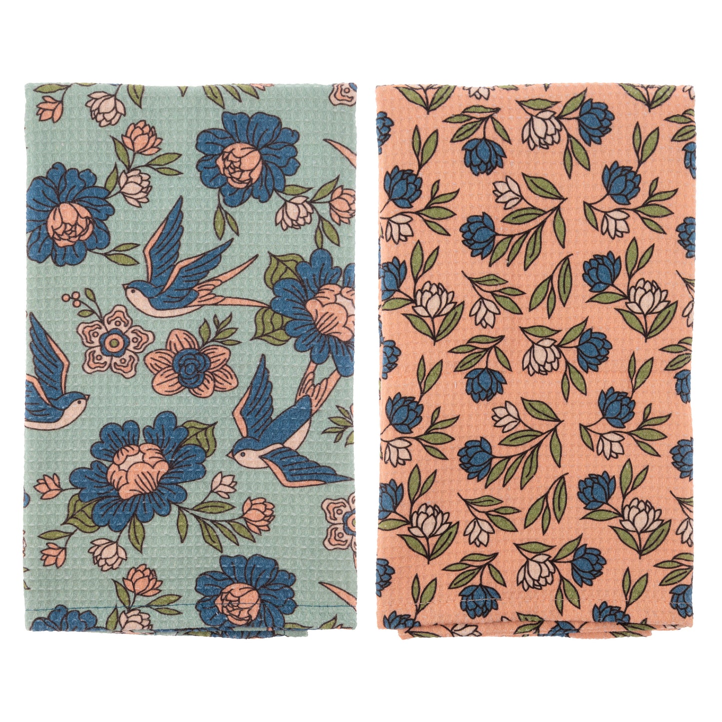 Sparrows Waffle Weave Tea Towel view with both tea towels. 